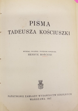 Pisma Tadeusza Kościuszki 1947r.